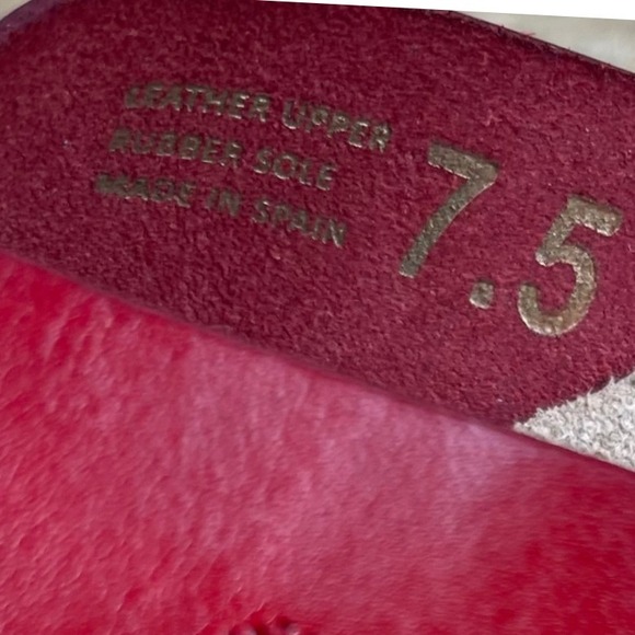 Yokono - Cross Band Leather Wedge Sandals - Red - Made in Spain - Women's 7.5 - Picture 13 of 16